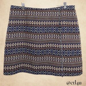 Cato 18W Tapestry A-Line Skirt Aztec Tribal Geometric Pattern Fall Boho Chic